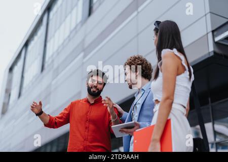 Corporate Architects Discussing Profitable Sustainable Design Project Stock Photo