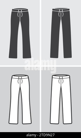 Women's and men's sport pants. Clothes icon on a background. Vector illustration. Stock Vector