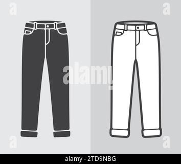 Women's denim pants icon on a background. Vector illustration. Stock Vector