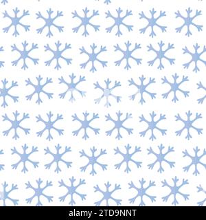 Seamless winter decoration pattern with blue snowflakes on white background. Stock Vector