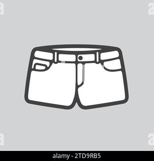 Denim shorts line icon on a background. Vector illustration. Stock Vector
