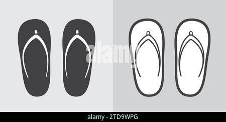 Beach summer slippers icon on a background. Vector illustration. Stock Vector