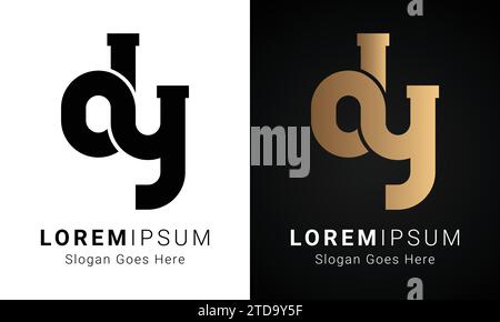 Luxury Initial DY or YD Monogram Text Letter Logo Design Stock Vector