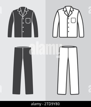 Men's sleepwear. Jacket and pants. Clothes icon on a background. Vector illustration. Stock Vector