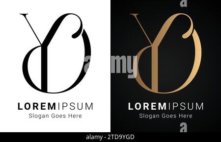 Luxury Initial DY or YD Monogram Text Letter Logo Design Stock Vector