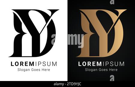 Luxury Initial DY or YD Monogram Text Letter Logo Design Stock Vector