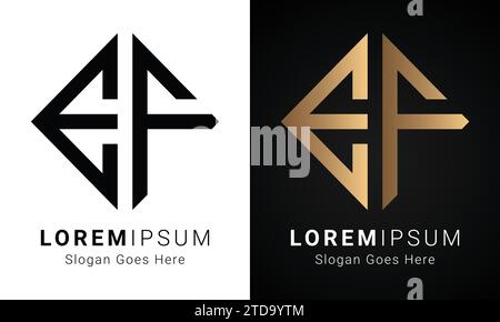Luxury Initial EF or FE Monogram Text Letter Logo Design Stock Vector
