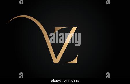 Luxury Initial ZV or VZ Monogram Text Letter Logo Design Stock Vector