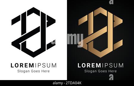 Luxury Initial ZV or VZ Monogram Text Letter Logo Design Stock Vector
