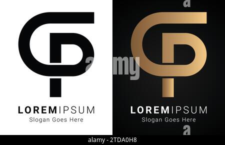 Luxury Initial CP or PC Monogram Text Letter Logo Design Stock Vector