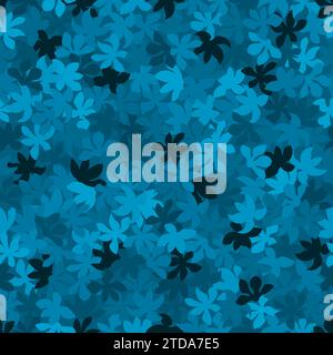 Vector seamless pattern with maple leaves. Denim blue repeating pattern Stock Vector