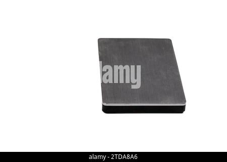 Quality Used Silver Hard Drive on White Background - Reliable Backup and Storage Solution Stock Photo