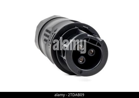 Betteri IP68 Female Connector Coupling on White Background - Waterproof Electrical Socket Stock Photo Stock Photo