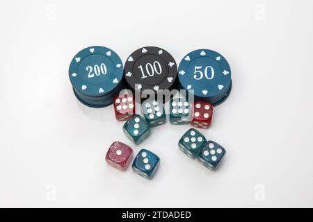Gambling - Poke Chips and Dice Stock Photo