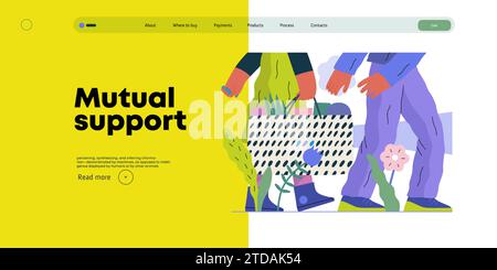 Mutual Support: Helping carry a heavy bag -modern flat vector concept illustration of a woman carrying shopping bag being assisted by man. Metaphor of Stock Vector