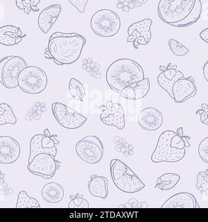 Seamless vector pattern for gift paper with strawberry and kiwi on light background Stock Vector