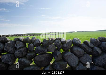 Granite stone walls in the Mourne Mountains. County Down, Northern Ireland, UK. Stock Photo