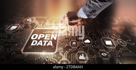 Open data api internet technology concept. Online documentation database. Stock Photo