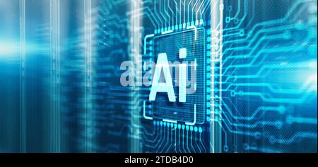 Artificial intelligence chip. Ai chipset on 3D circuit board Stock ...