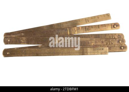 Antique carpenter's boxwood 8 inch ruler with spirit level from 19th ...