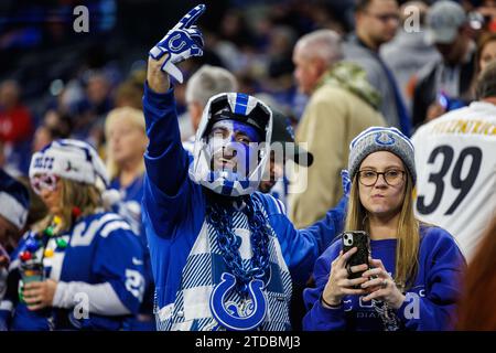 Indianapolis, Indiana, USA. 16th Dec, 2023. Indianapolis Colts fans during NFL game against the Pittsburgh Steelers at Lucas Oil Stadium in Indianapolis, Indiana. Indianapolis defeated Pittsburgh 30-13. John Mersits/CSM/Alamy Live News Stock Photo