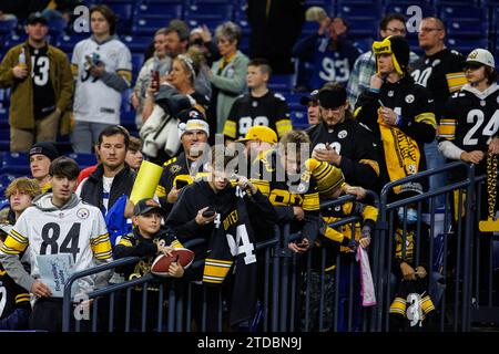 Indianapolis, Indiana, USA. 16th Dec, 2023. Pittsburgh Steelers fans during pregame of NFL game against the Indianapolis Colts at Lucas Oil Stadium in Indianapolis, Indiana. Indianapolis defeated Pittsburgh 30-13. John Mersits/CSM/Alamy Live News Stock Photo