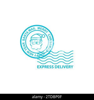 Santa Claus mail rubber postmark stamp icon. From blue icon set. Stock Vector