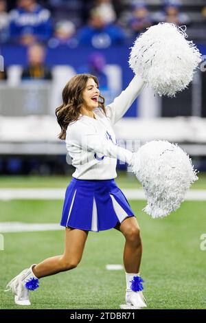 Indianapolis, Indiana, USA. 16th Dec, 2023. Indianapolis Colts cheerleaders perform during NFL game against the Pittsburgh Steelers at Lucas Oil Stadium in Indianapolis, Indiana. Indianapolis defeated Pittsburgh 30-13. John Mersits/CSM/Alamy Live News Stock Photo
