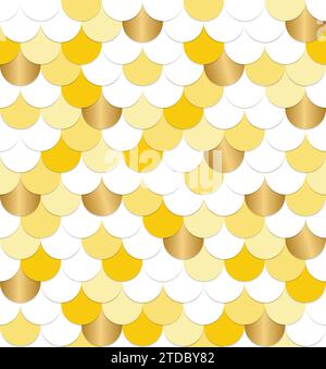 Yellow and white fish scales, Seamless pattern, Fish scales background texture Stock Vector