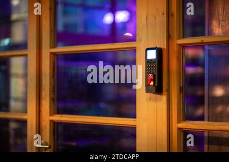 Smart electronic lock with touchscreen for thumbprint reading, identity controller and buttons Stock Photo