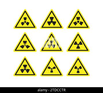 Nuclear fallout radiation danger warning signs set pack, Vector editable isolated Stock Vector