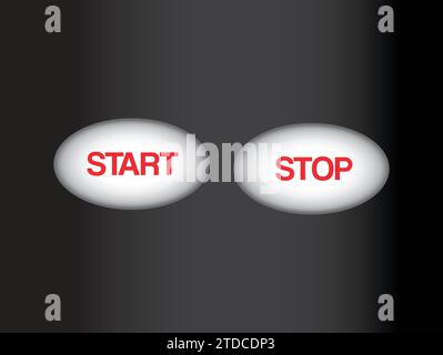 Start and Stop button icon symbols. Vector illustration isolated Stock Vector