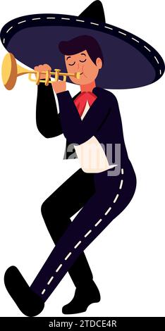mariachi playing trumpet Stock Vector