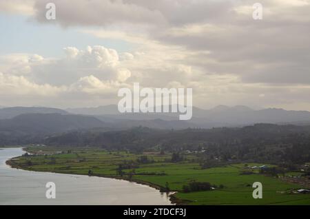 An Overlook of The City of Astoria in Oregon on the Columbia River Stock Photo