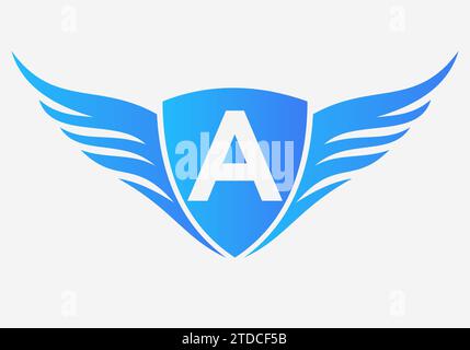 Wing Logo On Letter A For, Transportation Symbol. Freight Sign Stock Vector
