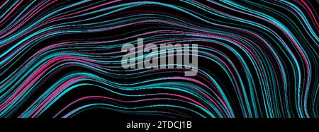 Blue purple curved liquid waves abstract glowing background. Vector banner design Stock Vector