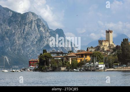 Malcesine castle on the shores of Lake Garda in Italy Stock Photo