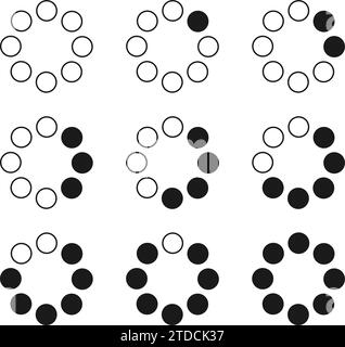 Circle dotted loading icon. Throbber icon. Progress round loader. Dotted progress time design element. Web download time symbol. Vector illustration Stock Vector