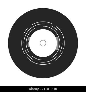 Vinyl record black and white 2D line cartoon object Stock Vector