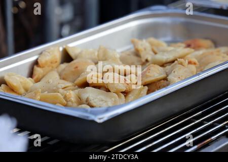 Traditional polish dumplings called - pierogi ruskie Stock Photo