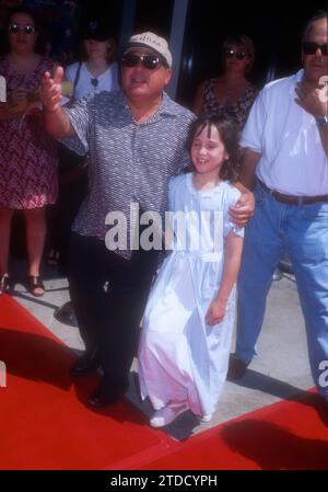 Culver City, California, USA 28th July 1996 Actor Danny DeVito and Actress Mara Wilson attend Matilda Premiere at Mann Culver Theater on July 28, 1996 in Cuvler City, California, USA. Photo by Barry King/Alamy Stock Photo Stock Photo
