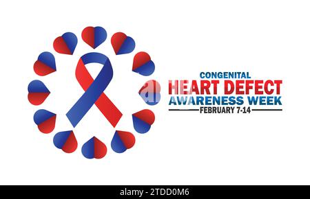 Congenital Heart Defect Awareness Week. February 7-14. Holiday concept. Template for background, banner, card, poster with text inscription. Vector Stock Vector