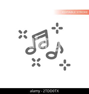 Music notes, melody and song vector icon. Music outline symbol. Stock Vector