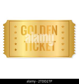 blank golden ticket. Golden coupon sticker discount template. Vector illustration. Stock Vector