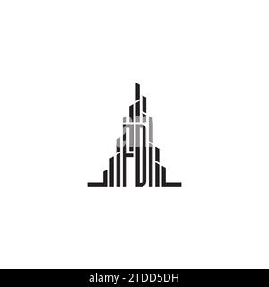 FD skyscraper initial logo concept in high quality professional design that will print well across any print media Stock Vector