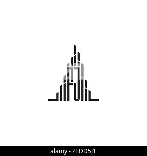 FJ skyscraper initial logo concept in high quality professional design that will print well across any print media Stock Vector