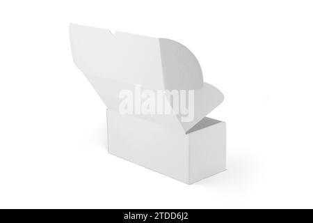 Rectangular Package Box Mockup Isolated on White Background 3D Rendering Stock Photo