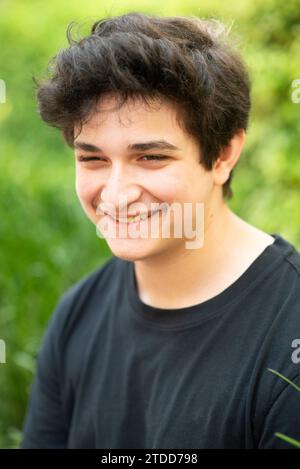 Teenage boy outdoors Stock Photo