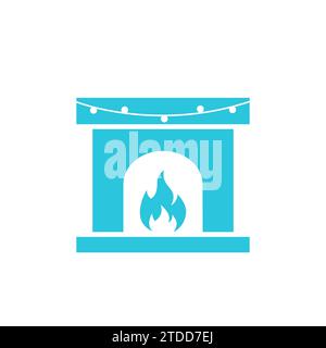 Fireplace icon. From blue icon set. Stock Vector