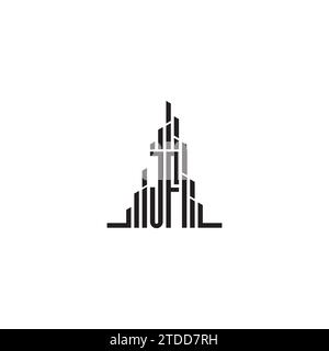 JF skyscraper initial logo concept in high quality professional design that will print well across any print media Stock Vector